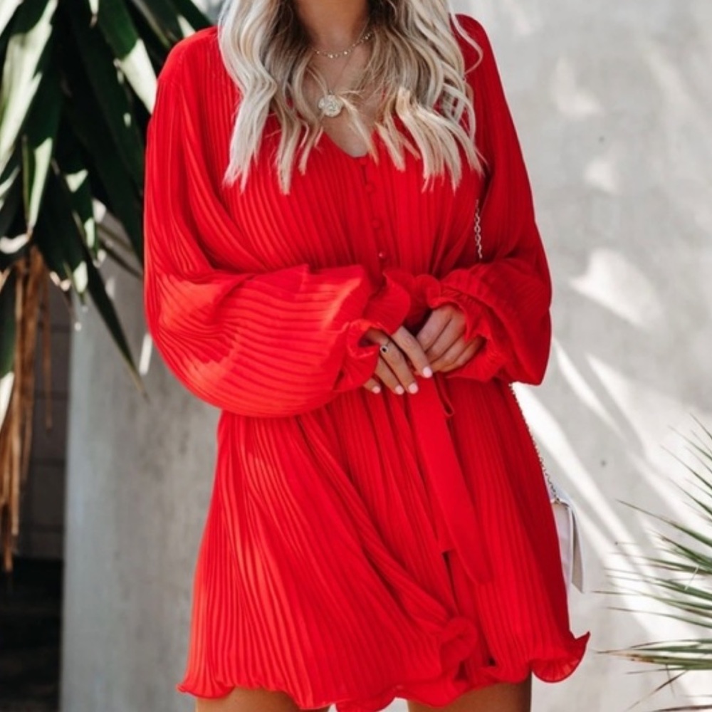 Vici ❤️Hot in Here❤️ Red Pleated Mini Dress